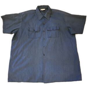 Dickies Navy Short Sleeve Button Work Uniform Shirt XXL Cotton Polyester Blend